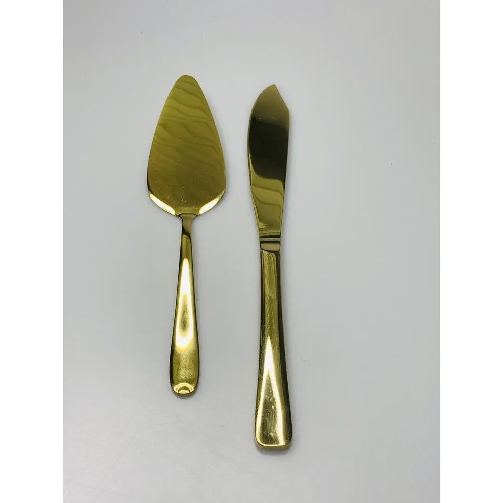 AW BRIDAL Wedding Cake Knife and Server Set Gold